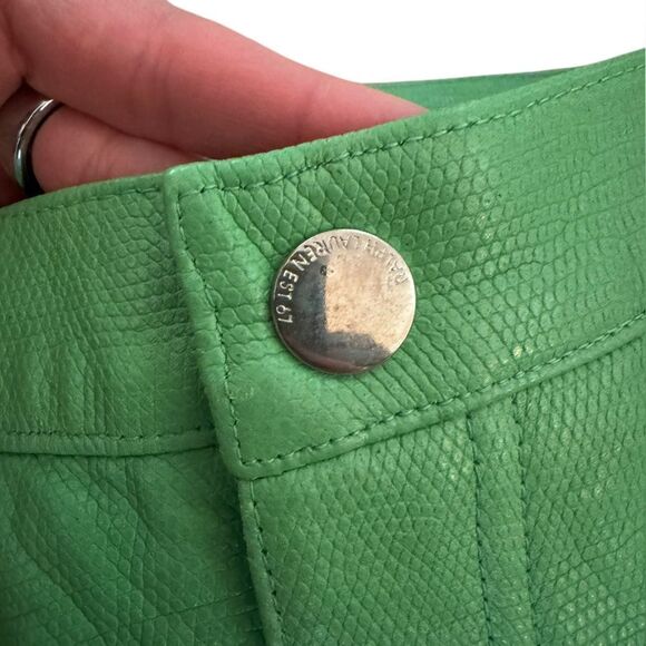 Ralph Lauren Black label 100% leather Green Pants NWT 10 - Picture 5 of 15